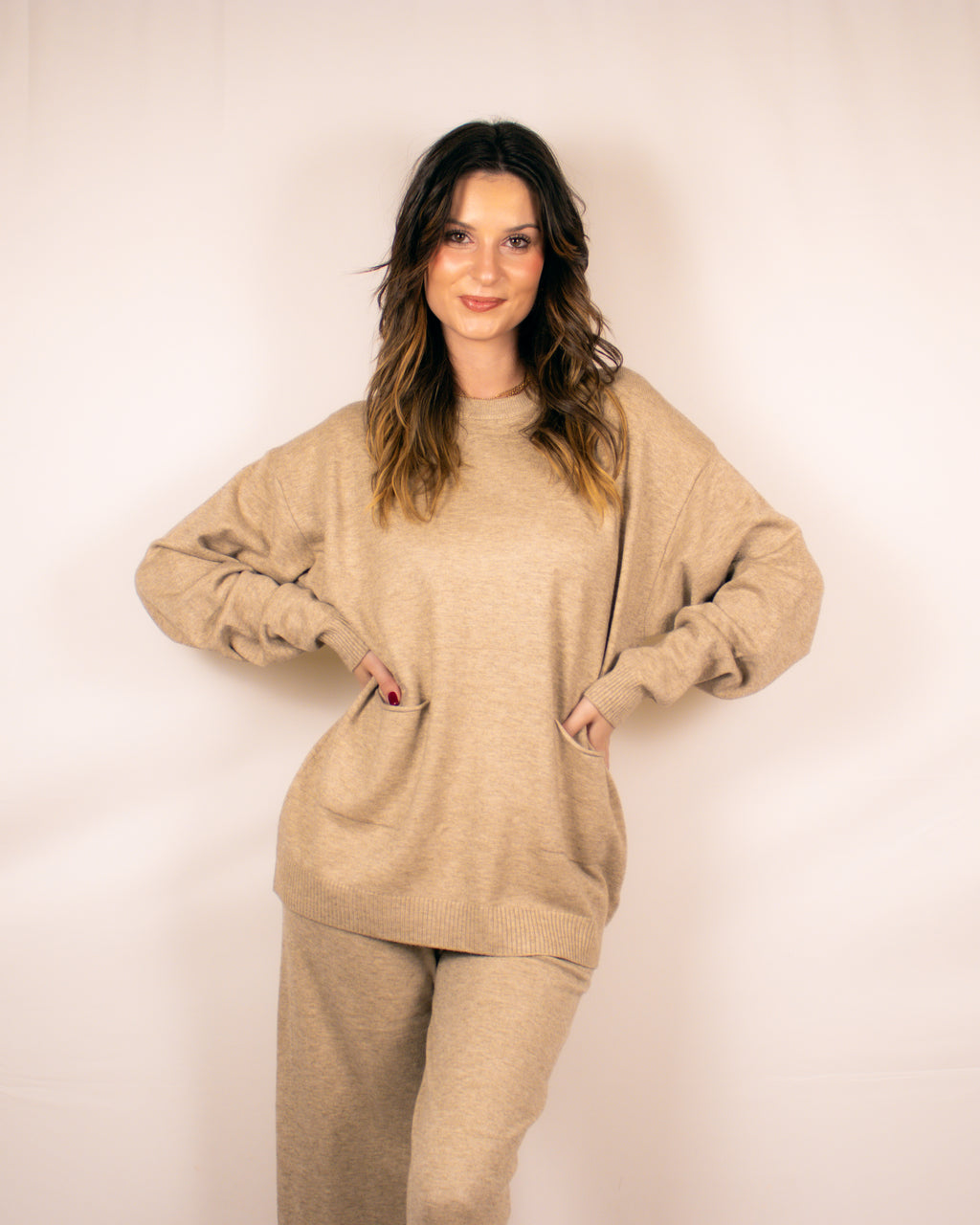 Conjunto confortável bege