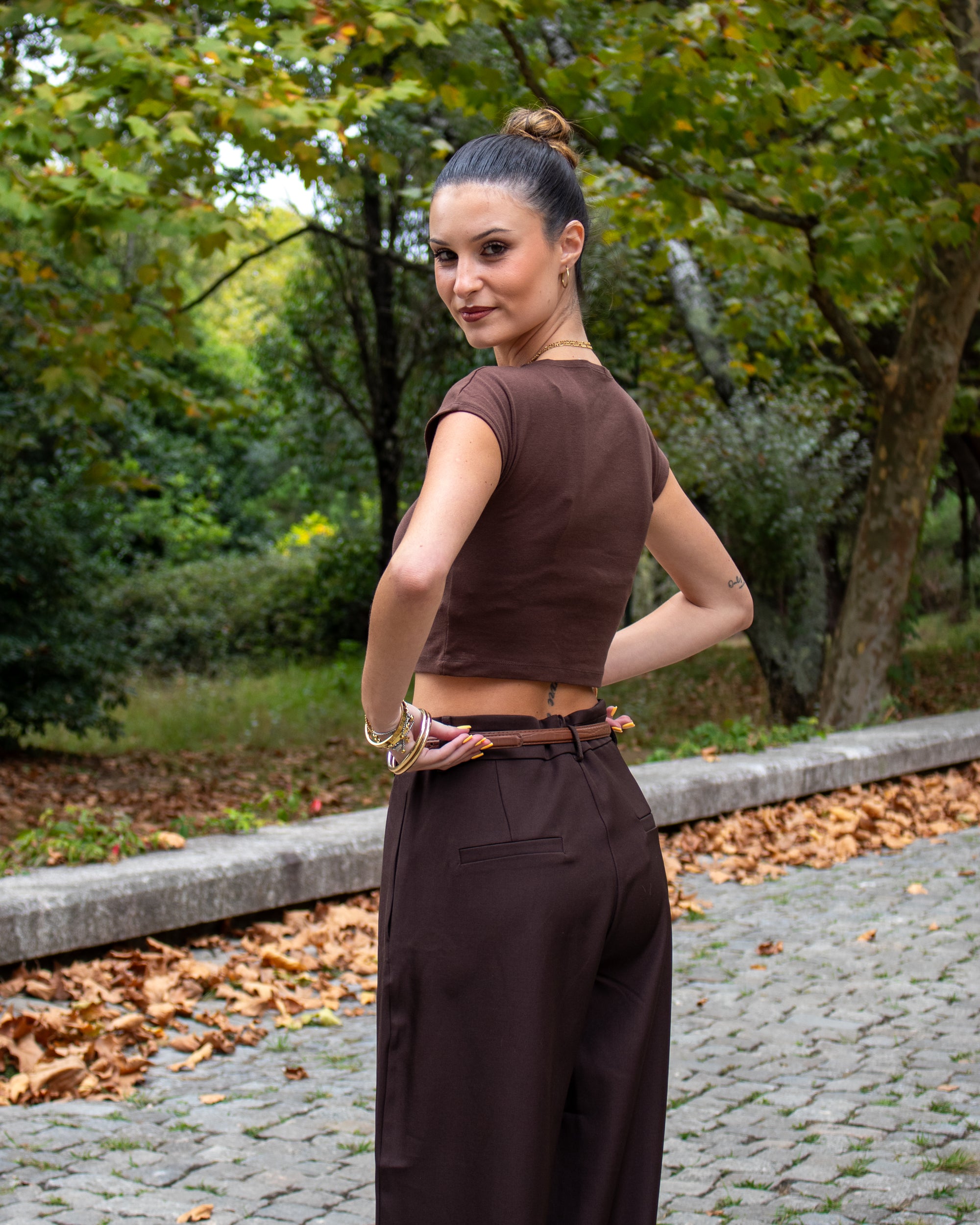 Calças de Alfaiataria em Castanho