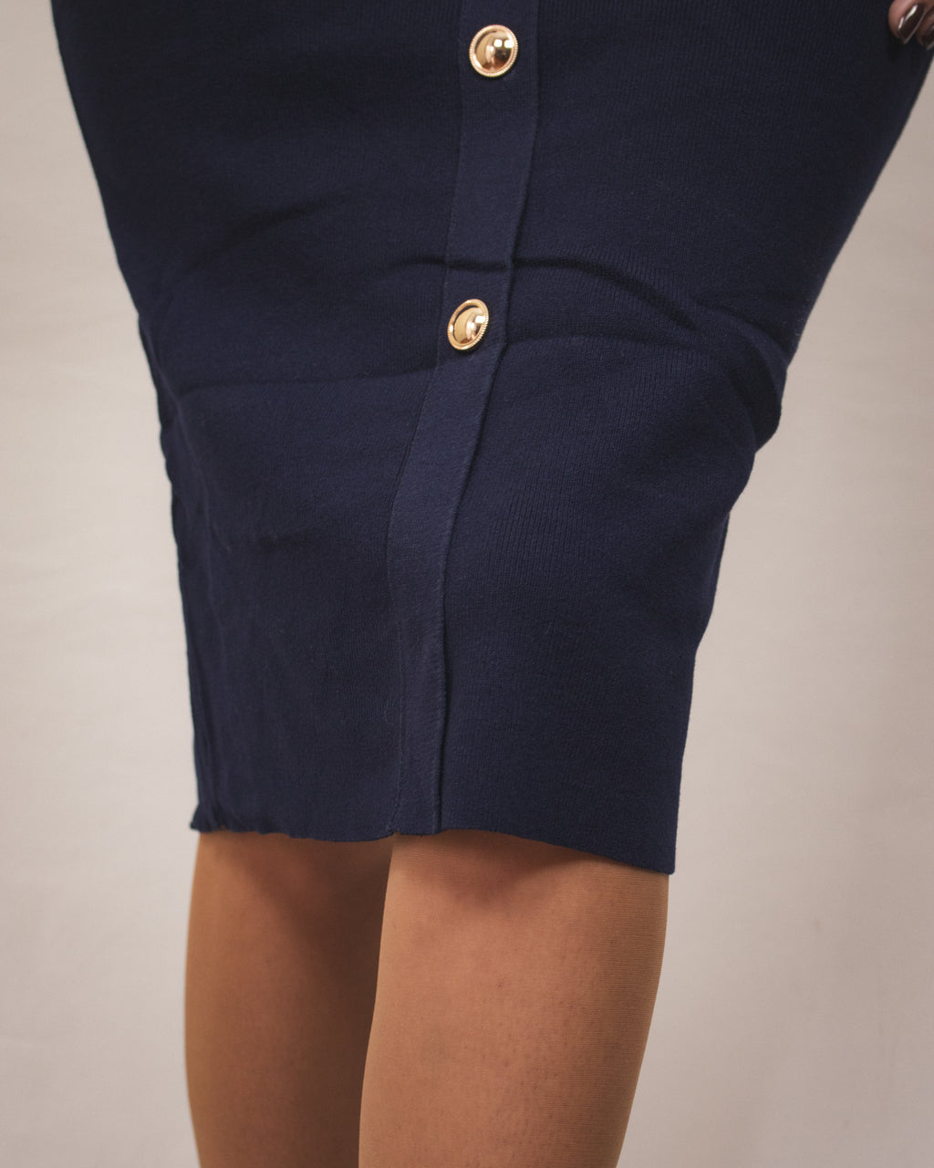 Vestido Feminino com Botões Dourados