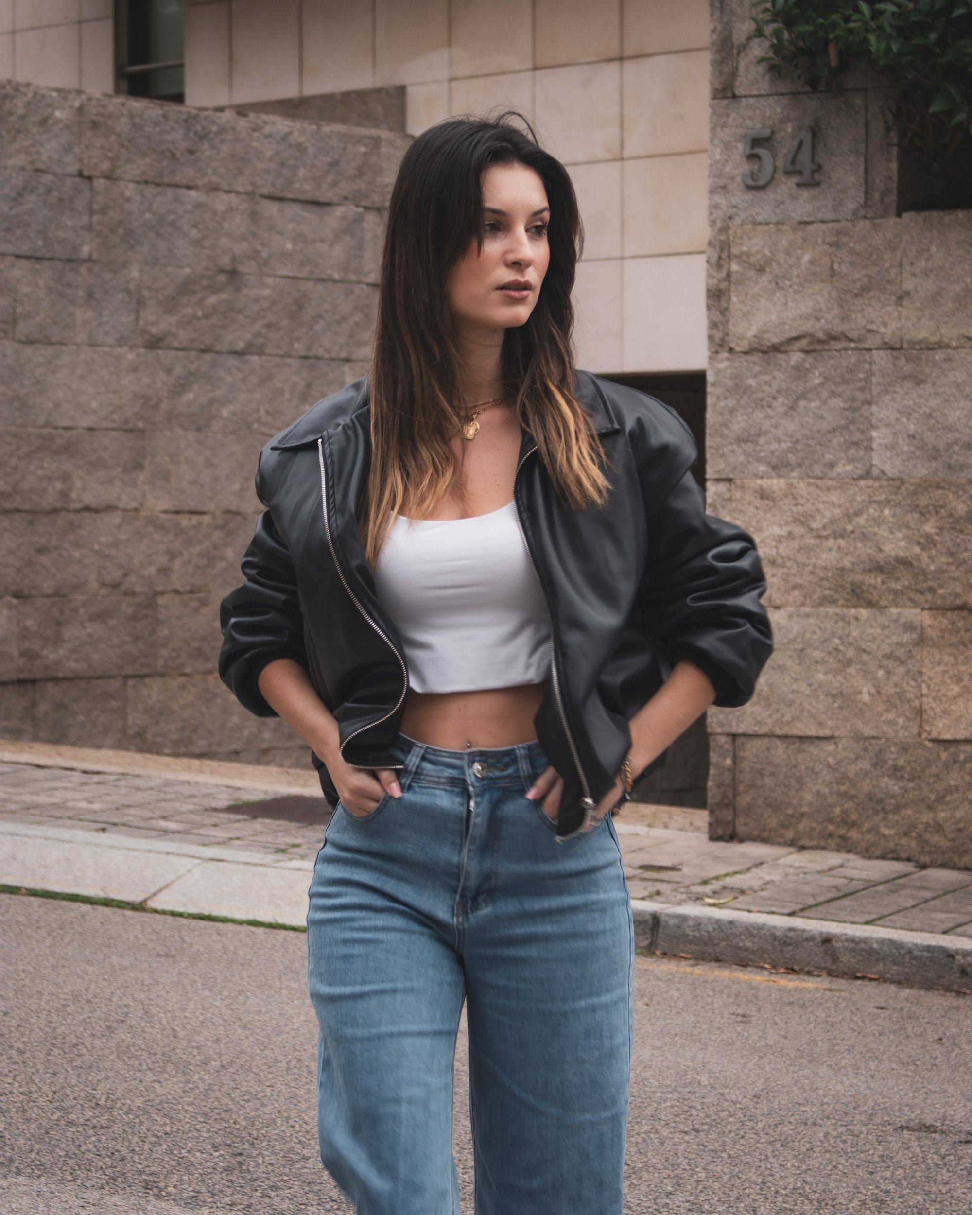 Casaco Preto Acolchoado com Efeito Pele